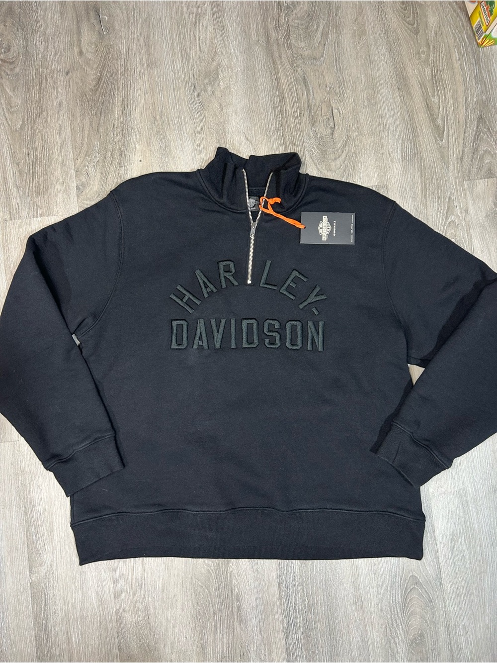 NWT Harley-Davidson Originals 1/4 Zip Embroidered Sweater Black Men’s Size XL US